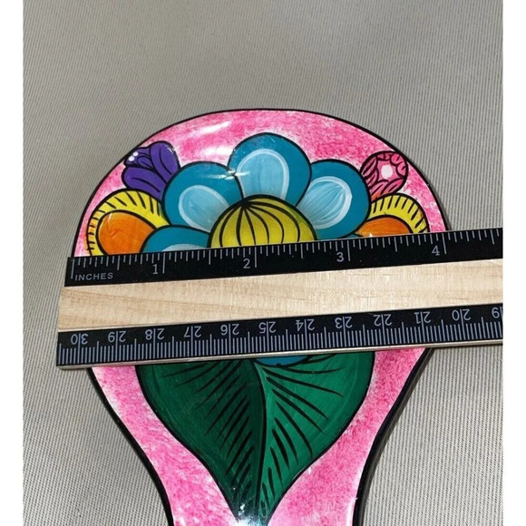 Spoon Rest‎ Bright Colorful Floral Flowers Wall Decor Pottery Clay 8.5 Inch - Picture 4 of 4